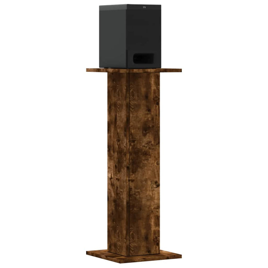 Speakerstandaards 2 st 30x30x80 cm bewerkt hout gerookt eiken