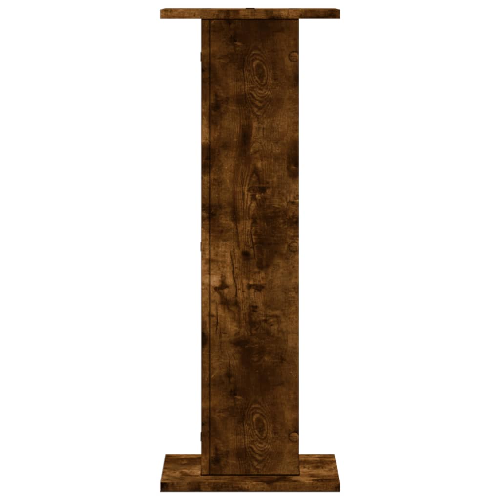 Speakerstandaards 2 st 30x30x80 cm bewerkt hout gerookt eiken