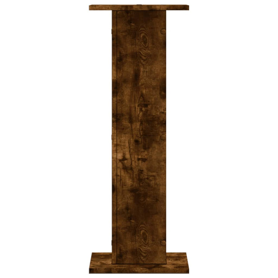 Speakerstandaards 2 st 30x30x80 cm bewerkt hout gerookt eiken