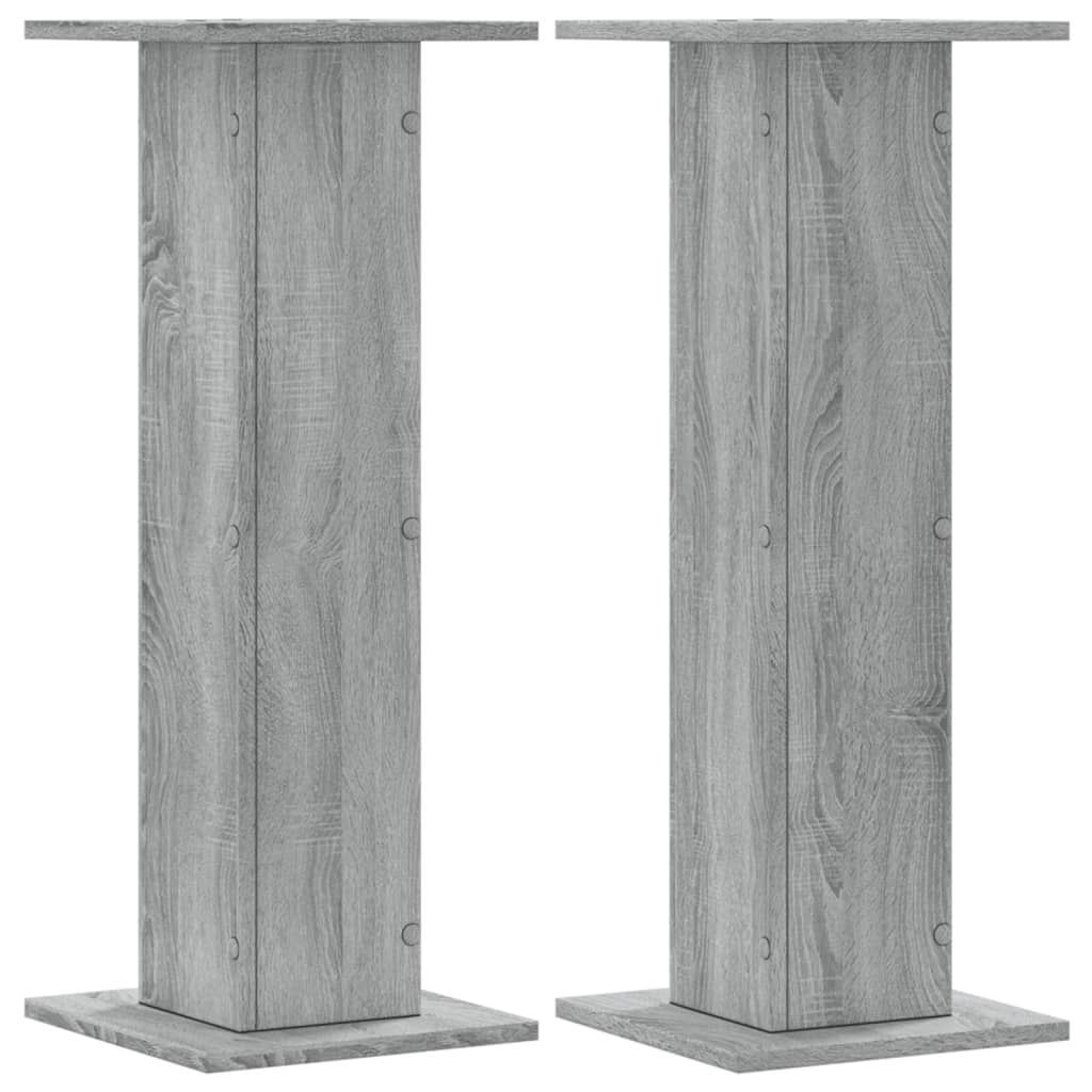 Speakerstandaards 2 st 30x30x80 cm bewerkt hout grijs sonoma