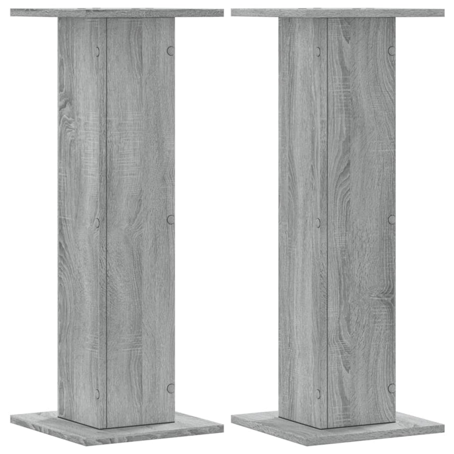 Speakerstandaards 2 st 30x30x80 cm bewerkt hout grijs sonoma