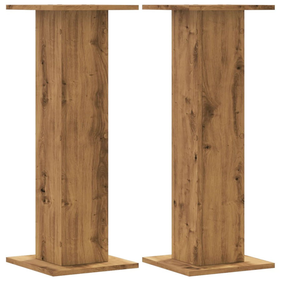 Speakerstandaards 2 st 30x30x80 cm hout artisanaal eikenkleurig