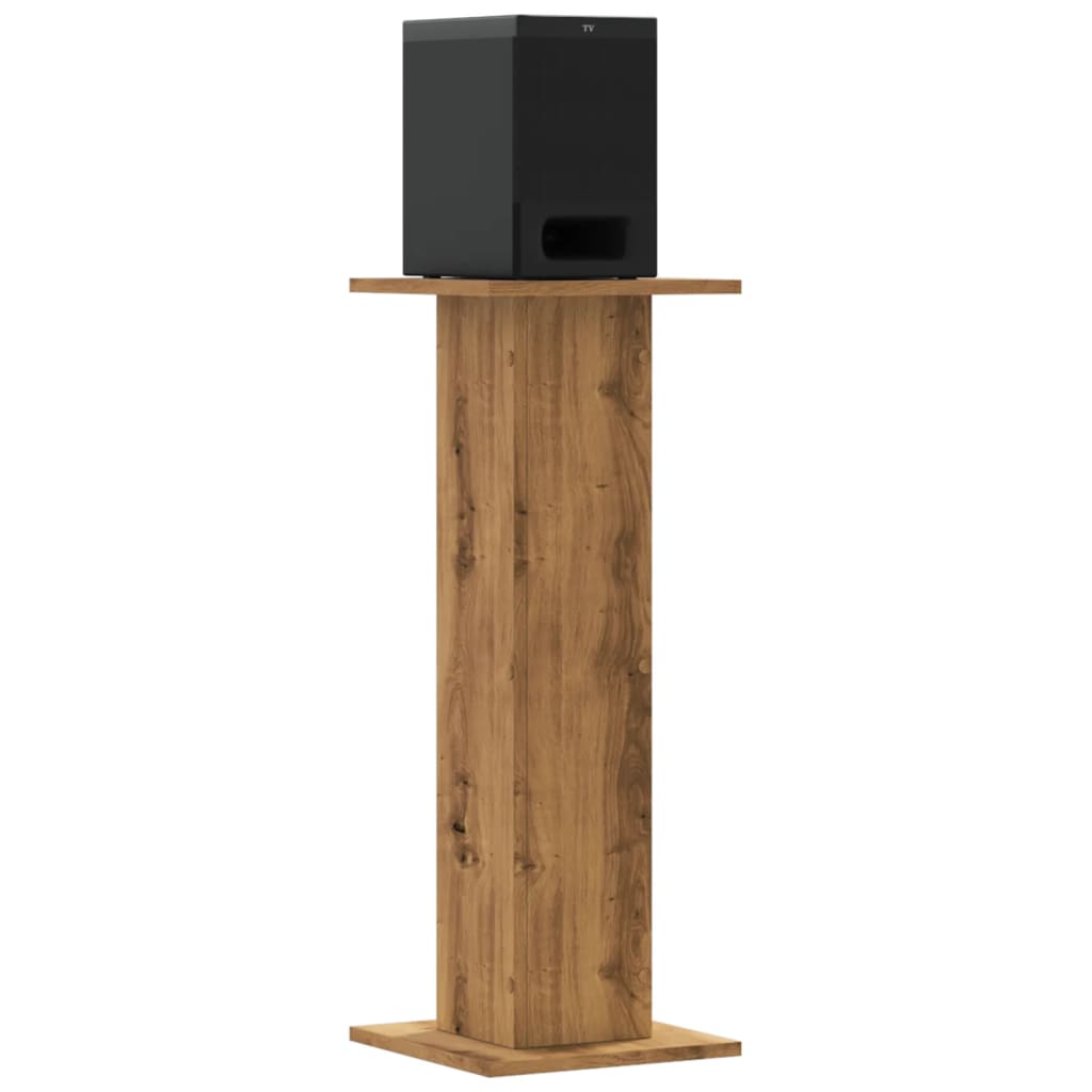 Speakerstandaards 2 st 30x30x80 cm hout artisanaal eikenkleurig