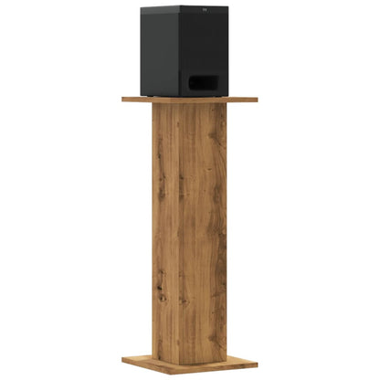 Speakerstandaards 2 st 30x30x80 cm hout artisanaal eikenkleurig