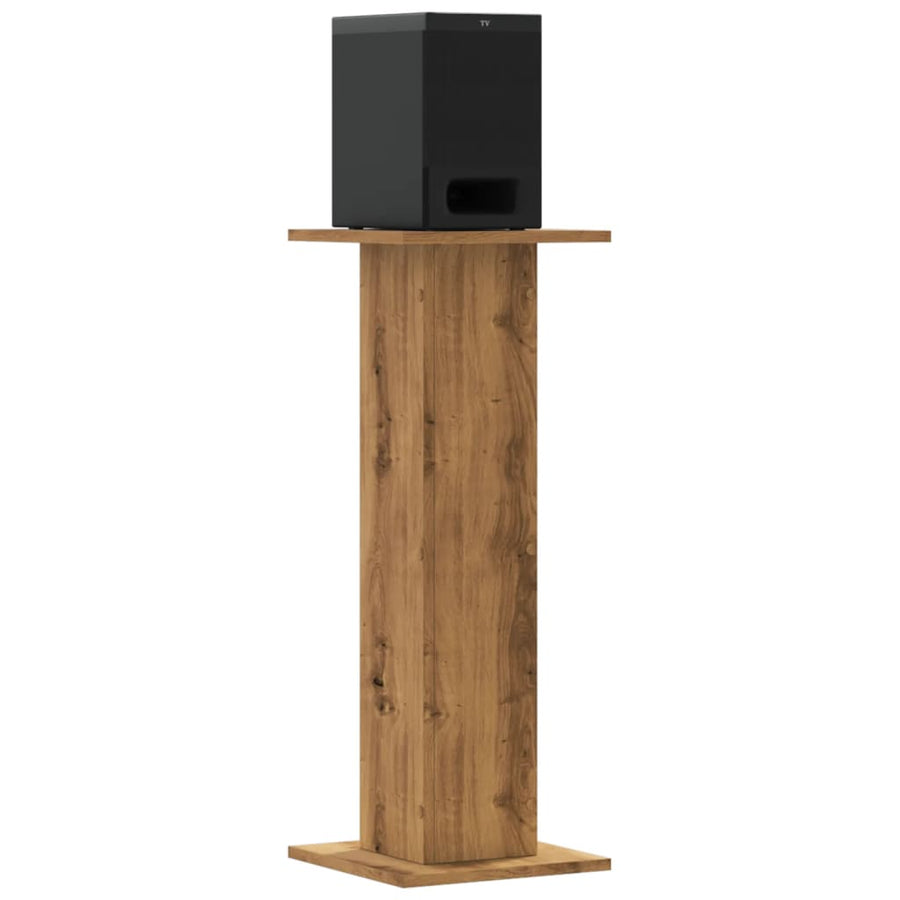 Speakerstandaards 2 st 30x30x80 cm hout artisanaal eikenkleurig