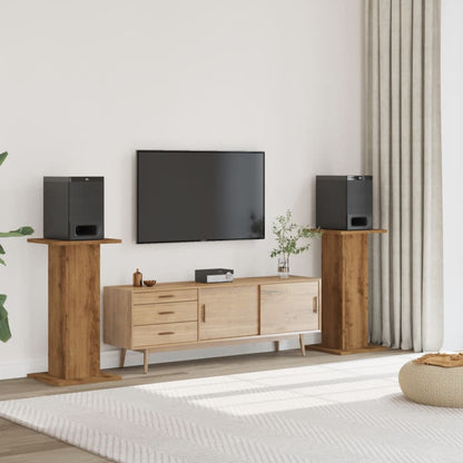 Speakerstandaards 2 st 30x30x80 cm hout artisanaal eikenkleurig