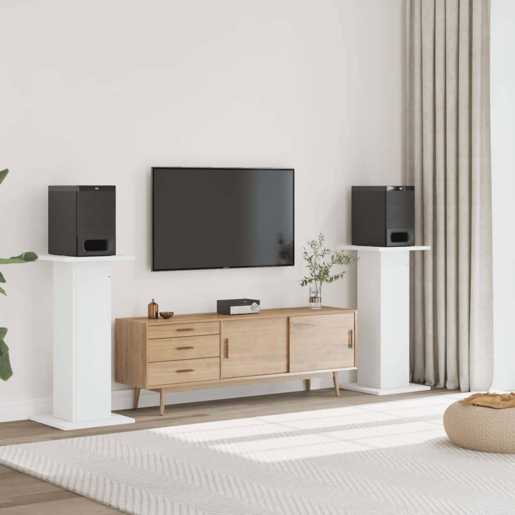 Speakerstandaards 2 st 30x30x95 cm bewerkt hout wit