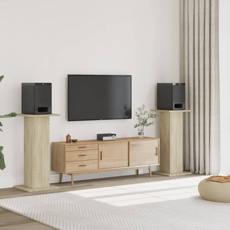 Speakerstandaards 2 st 30x30x95 cm bewerkt hout sonoma eiken