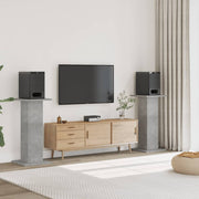 Speakerstandaards 2 st 30x30x95 cm bewerkt hout betongrijs