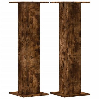 Speakerstandaards 2 st 30x30x95 cm bewerkt hout gerookt eiken