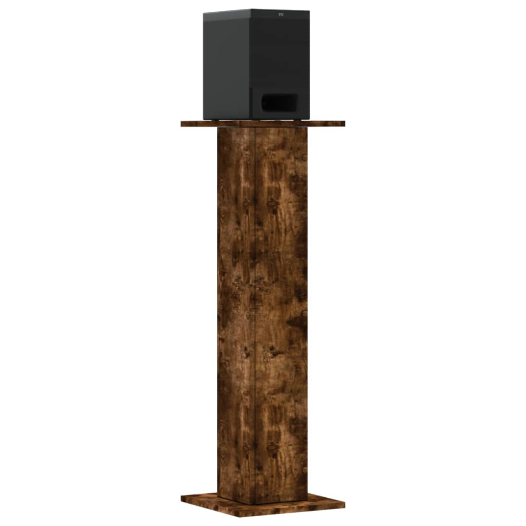 Speakerstandaards 2 st 30x30x95 cm bewerkt hout gerookt eiken