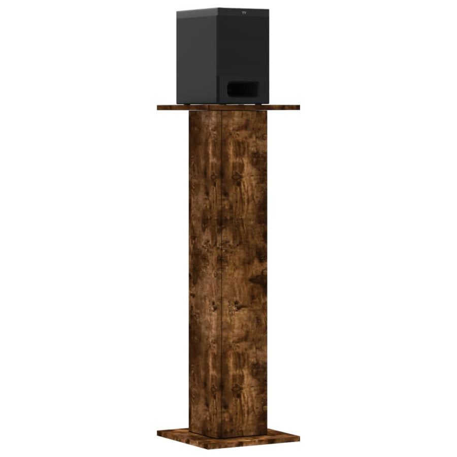 Speakerstandaards 2 st 30x30x95 cm bewerkt hout gerookt eiken