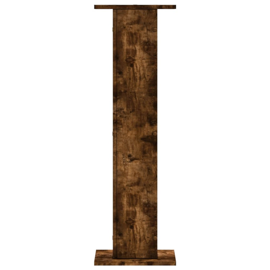 Speakerstandaards 2 st 30x30x95 cm bewerkt hout gerookt eiken