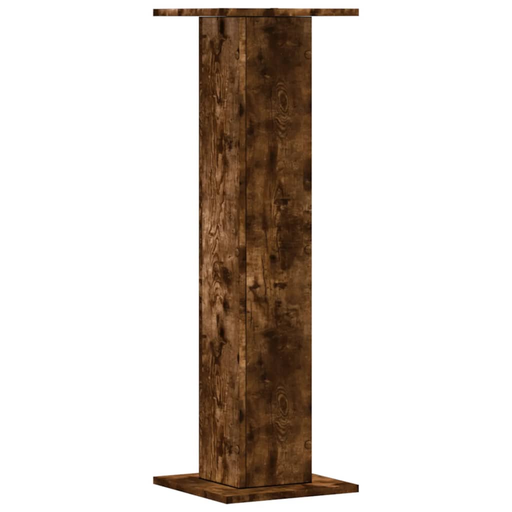 Speakerstandaards 2 st 30x30x95 cm bewerkt hout gerookt eiken