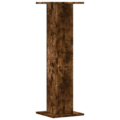 Speakerstandaards 2 st 30x30x95 cm bewerkt hout gerookt eiken