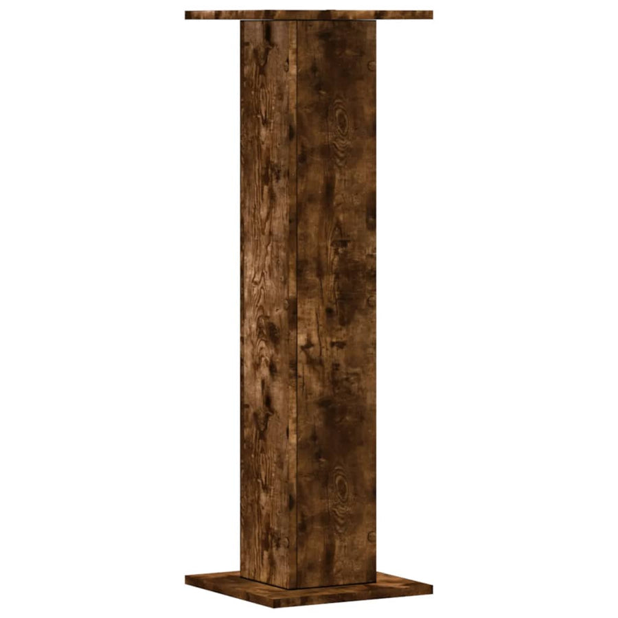 Speakerstandaards 2 st 30x30x95 cm bewerkt hout gerookt eiken