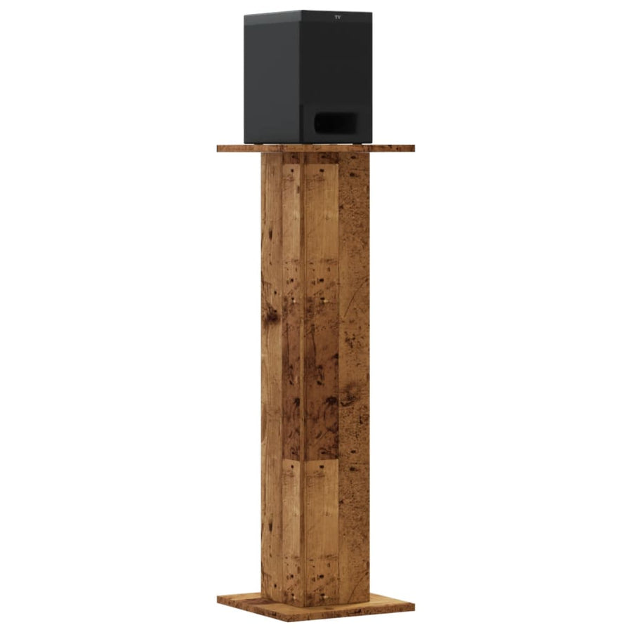 Speakerstandaards 2 st 30x30x95 cm bewerkt hout oud houtkleurig