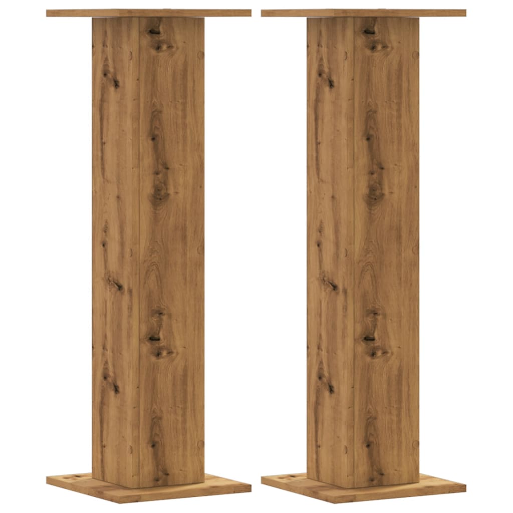 Speakerstandaards 2 st 30x30x95 cm hout artisanaal eikenkleurig
