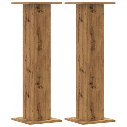 Speakerstandaards 2 st 30x30x95 cm hout artisanaal eikenkleurig