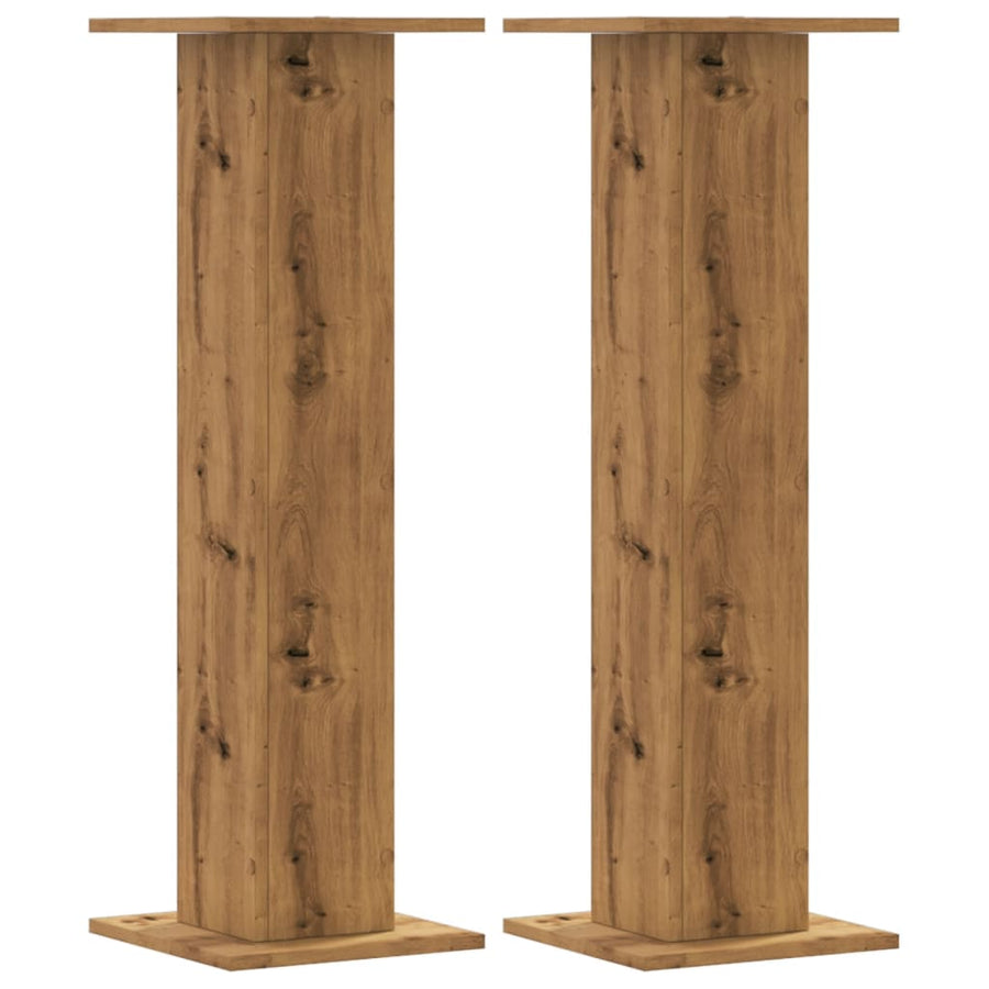 Speakerstandaards 2 st 30x30x95 cm hout artisanaal eikenkleurig