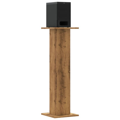 Speakerstandaards 2 st 30x30x95 cm hout artisanaal eikenkleurig