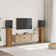 Speakerstandaards 2 st 30x30x95 cm hout artisanaal eikenkleurig