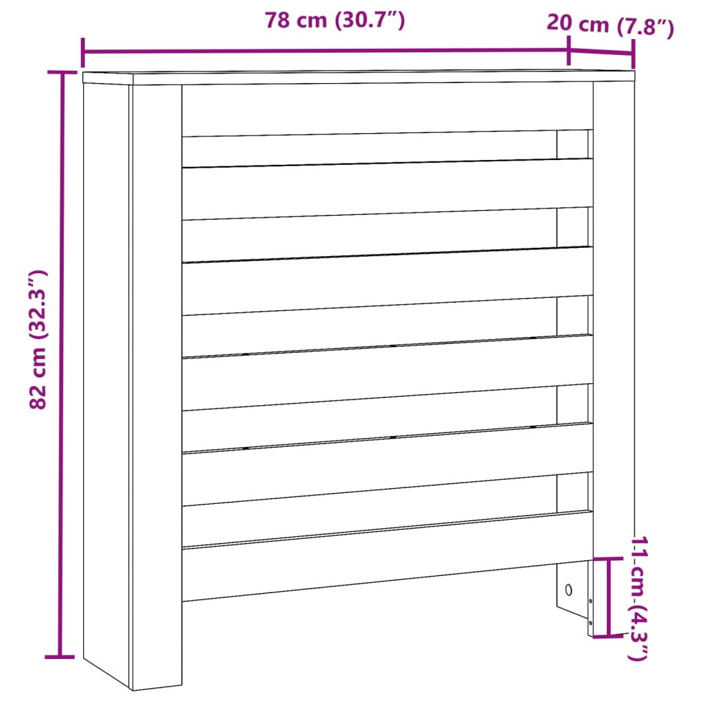 Radiatorombouw 78x20x82 cm bewerkt hout wit