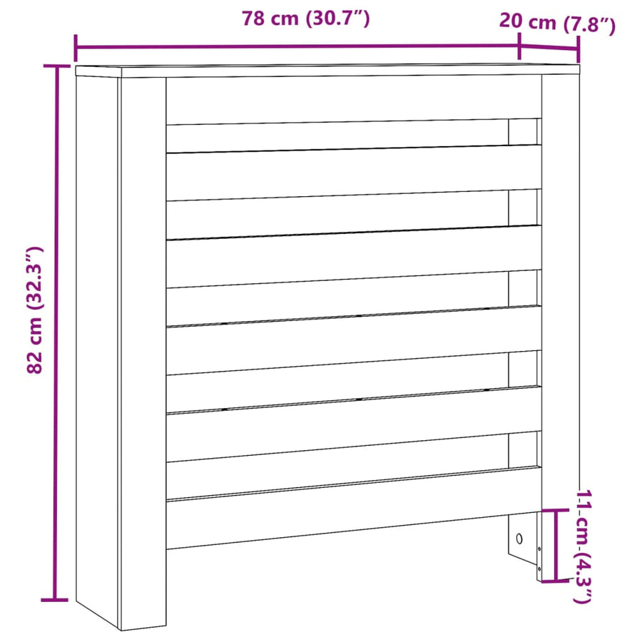 Radiatorombouw 78x20x82 cm bewerkt hout wit