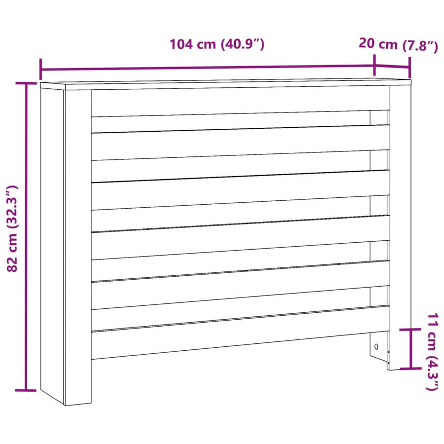 Radiatorombouw 104x20x82 cm bewerkt hout sonoma eikenkleurig