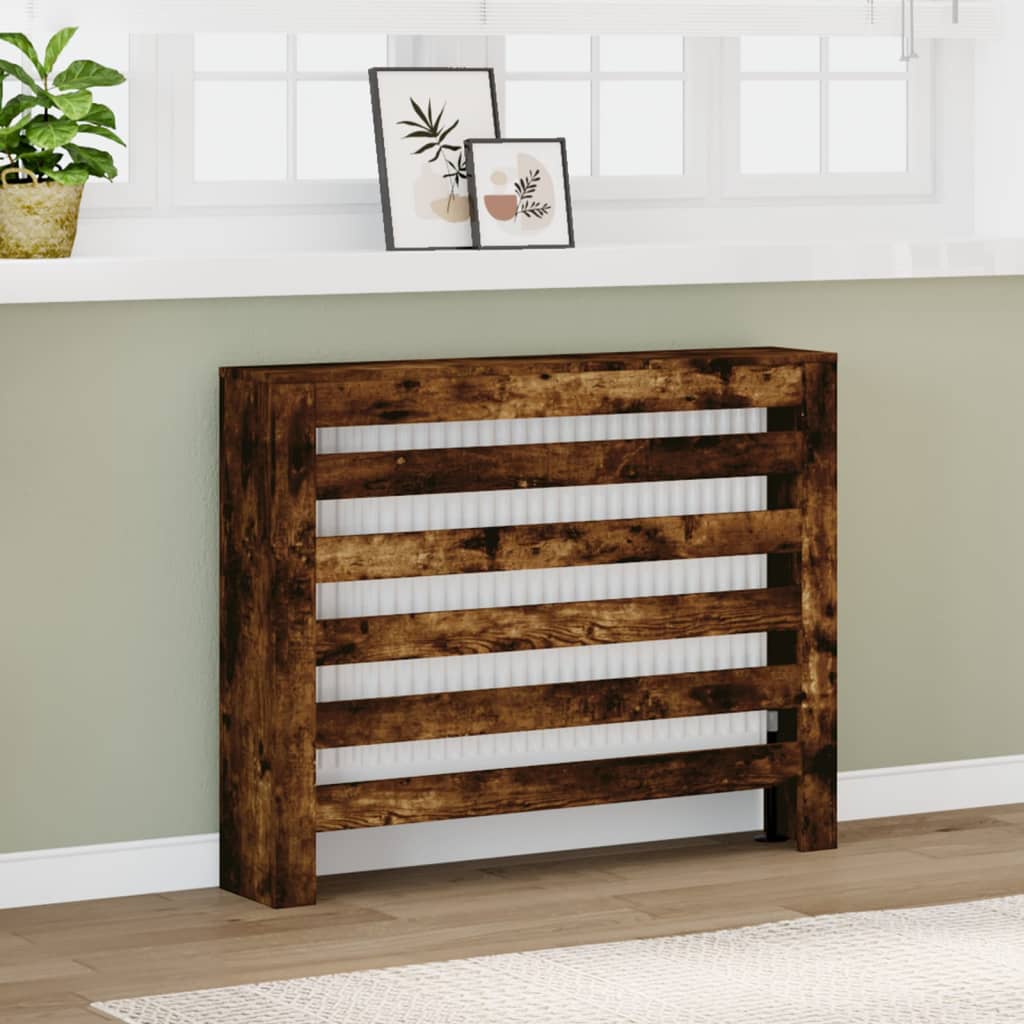Radiatorombouw 104x20x82 cm bewerkt hout gerookt eikenkleurig