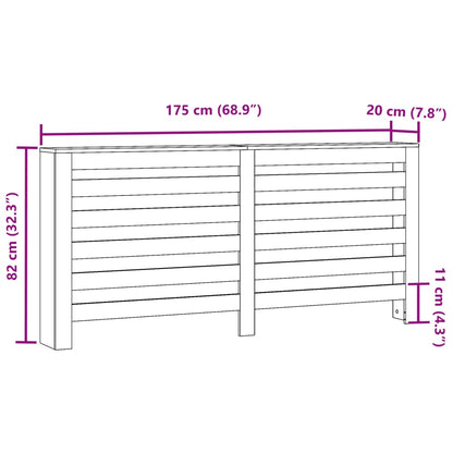 Radiatorombouw 175x20x82 cm bewerkt hout betongrijs