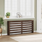 Radiator cover 175x20x82 cm treated wood brown oak finish