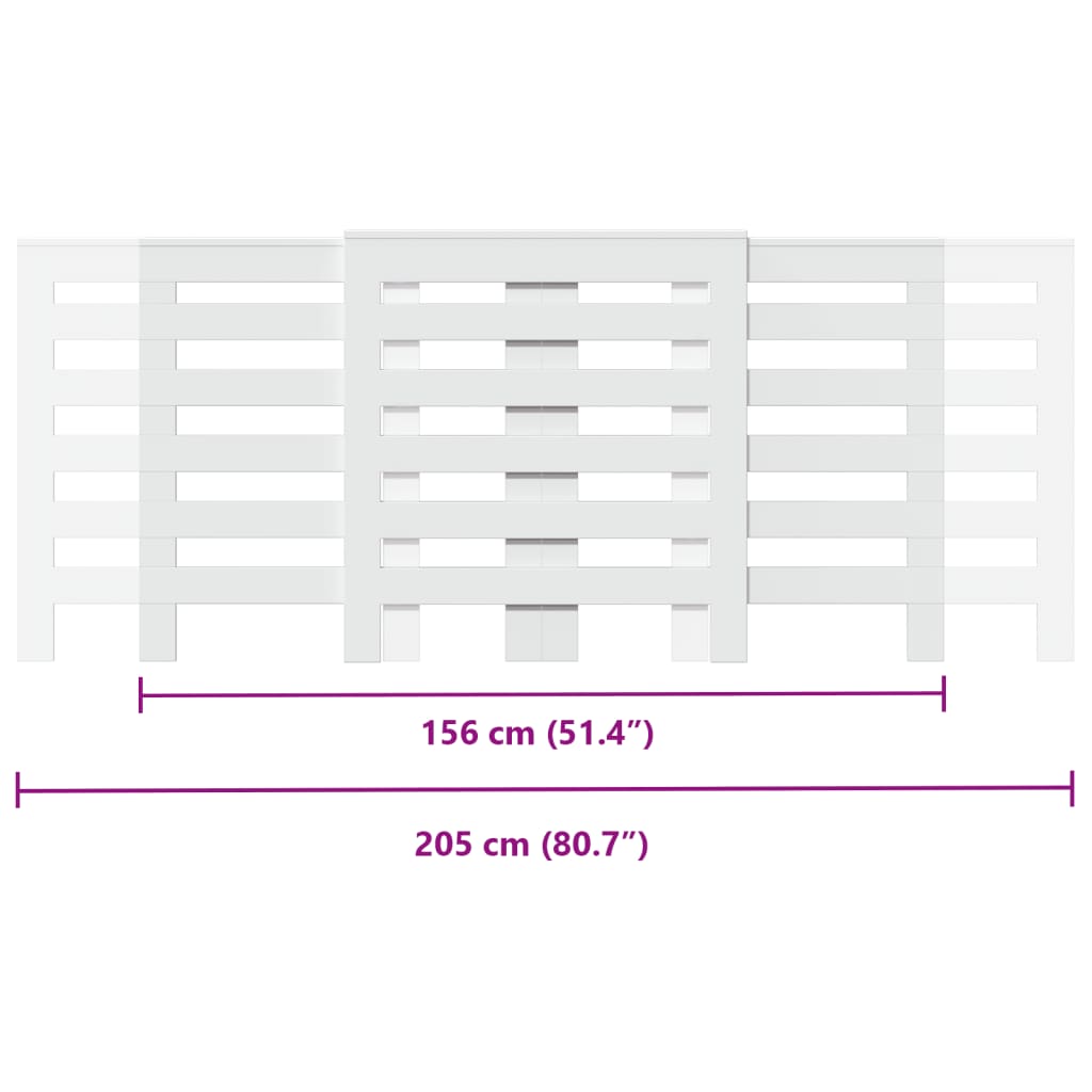 Radiatorombouw 205x21,5x83,5 cm bewerkt hout wit