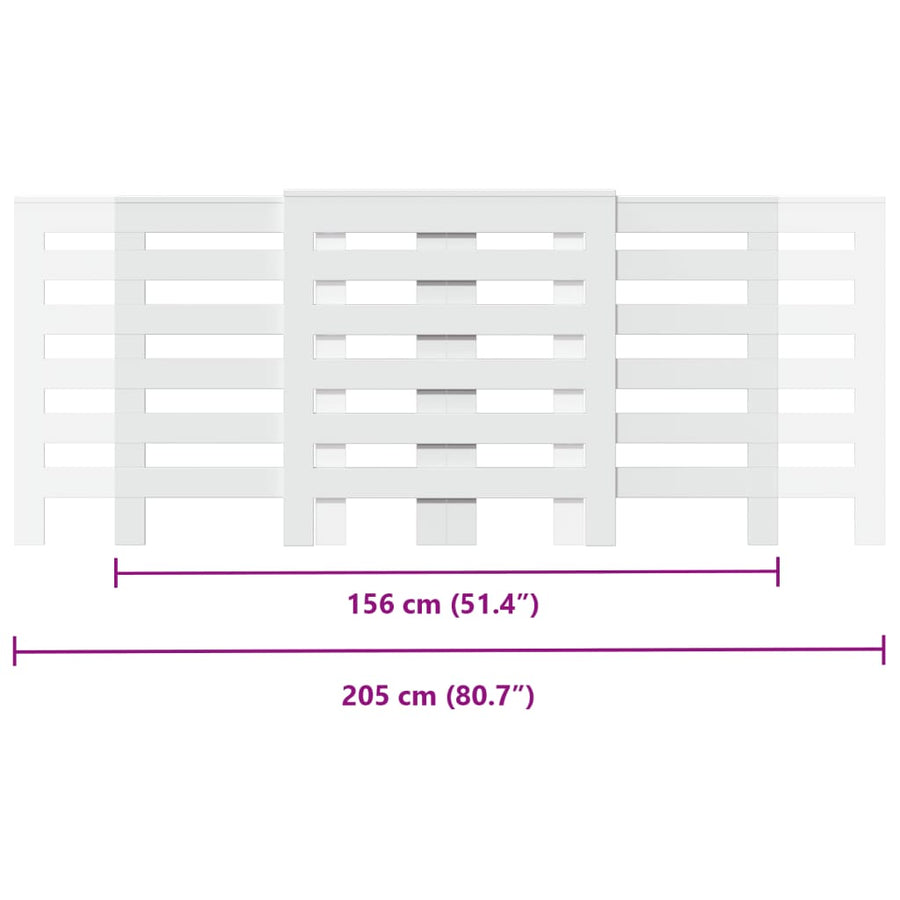 Radiatorombouw 205x21,5x83,5 cm bewerkt hout wit