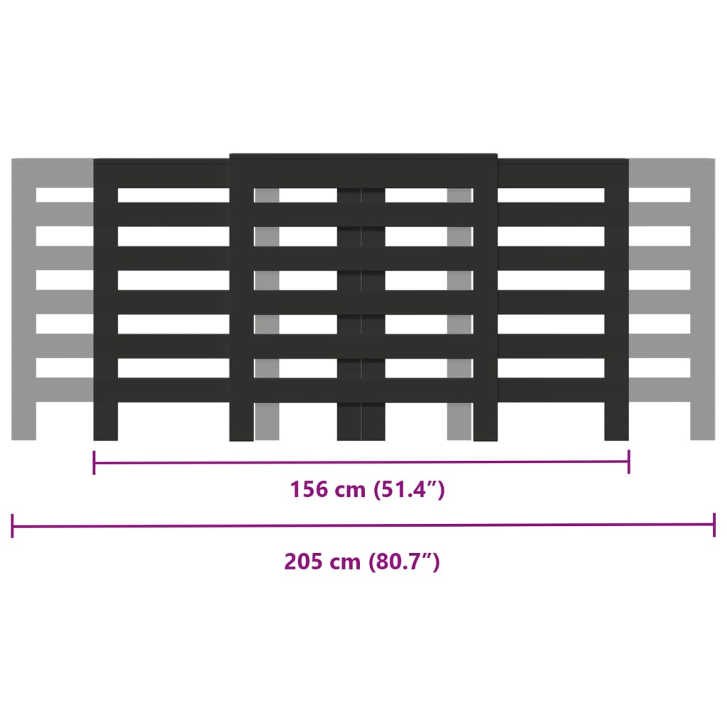 Radiatorombouw 205x21,5x83,5 cm bewerkt hout zwart