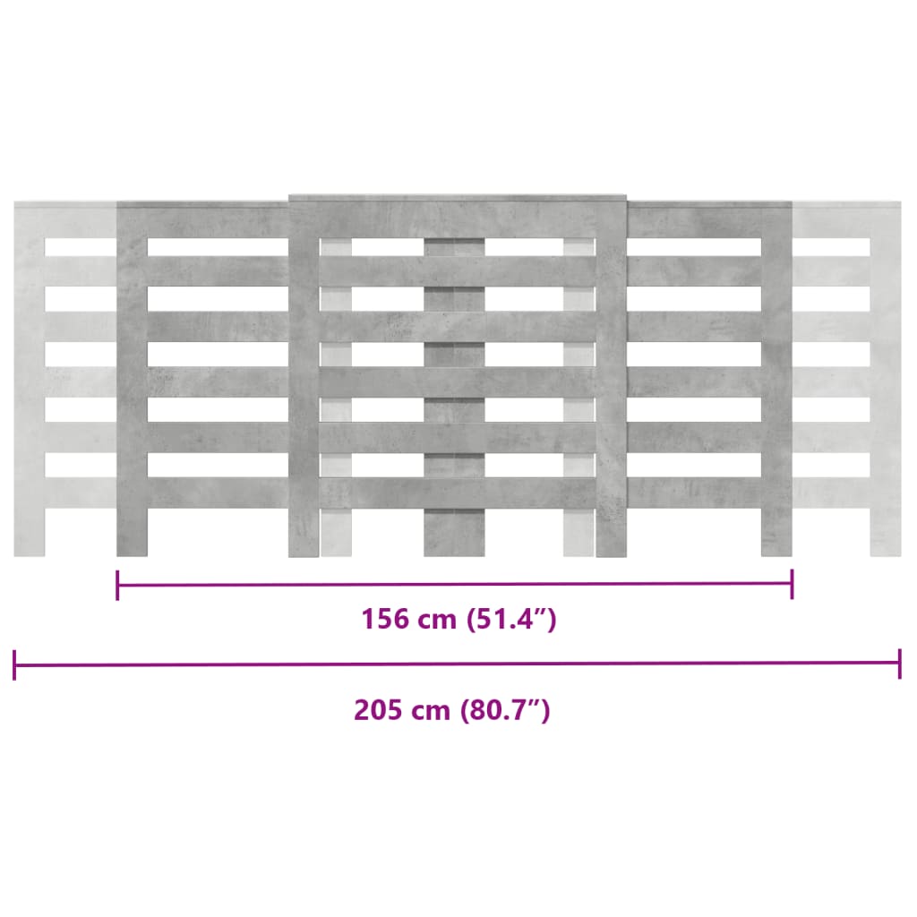 Radiatorombouw 205x21,5x83,5 cm bewerkt hout betongrijs