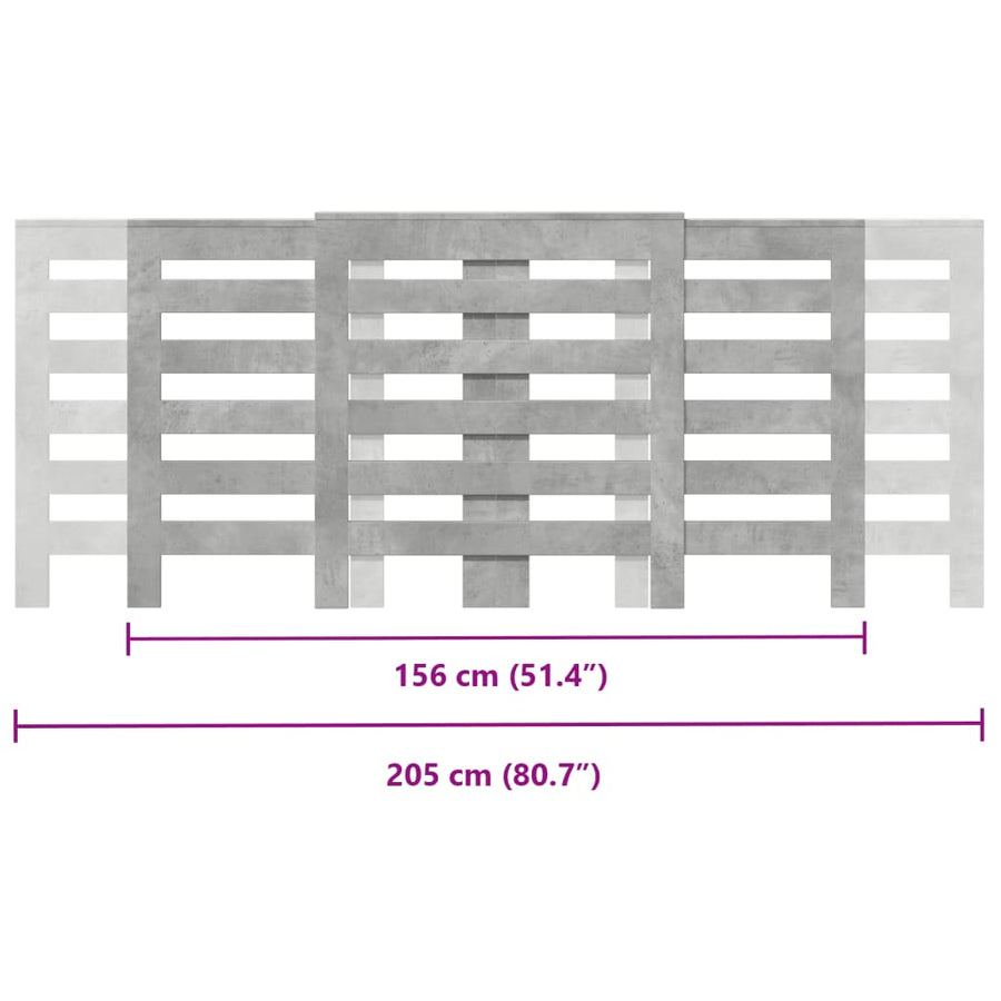 Radiatorombouw 205x21,5x83,5 cm bewerkt hout betongrijs