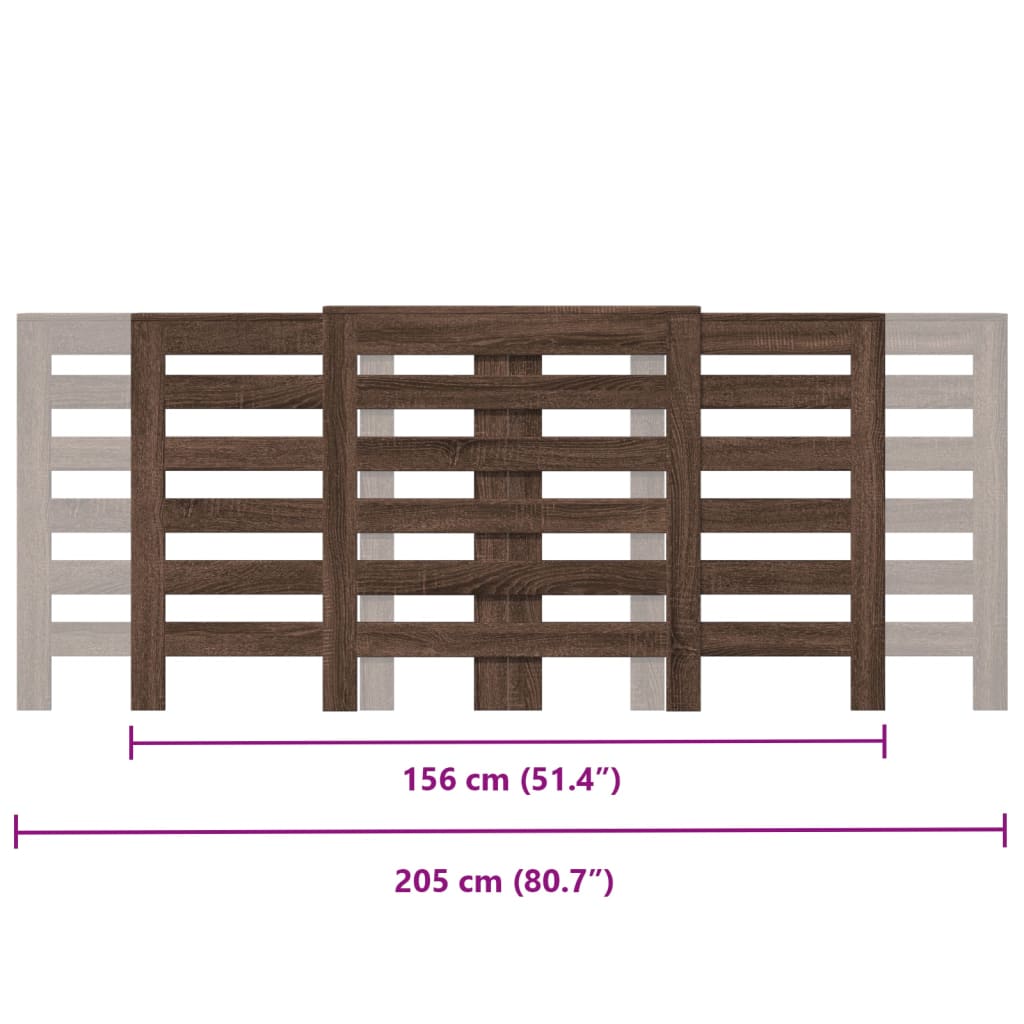 Radiatorombouw 205x21,5x83,5 cm bewerkt hout bruin eikenkleurig