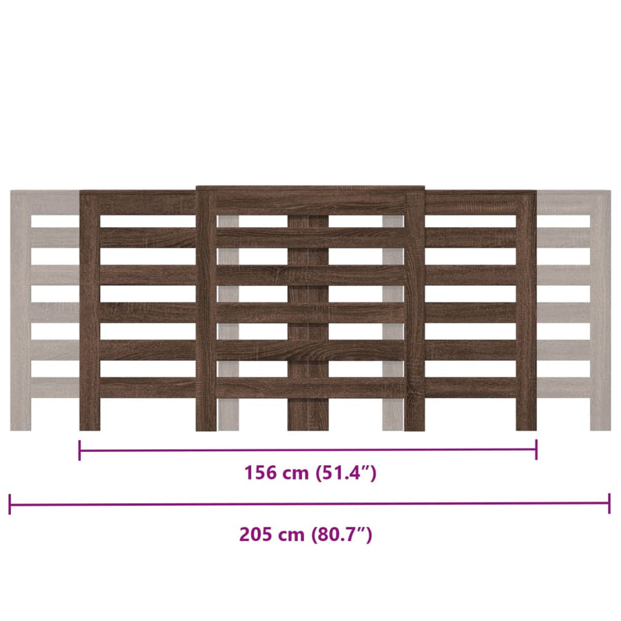 Radiatorombouw 205x21,5x83,5 cm bewerkt hout bruin eikenkleurig