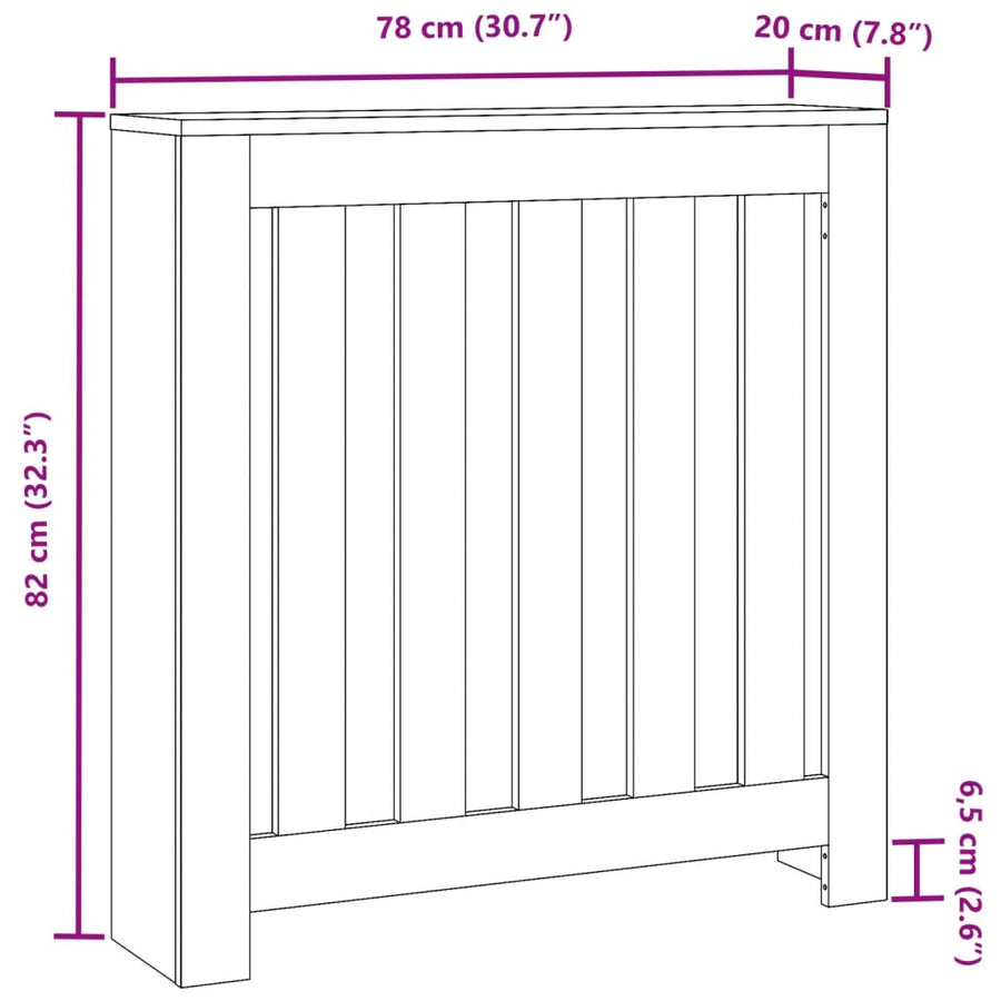 Radiatorombouw 78x20x82 cm bewerkt hout grijs sonoma eikenkleur