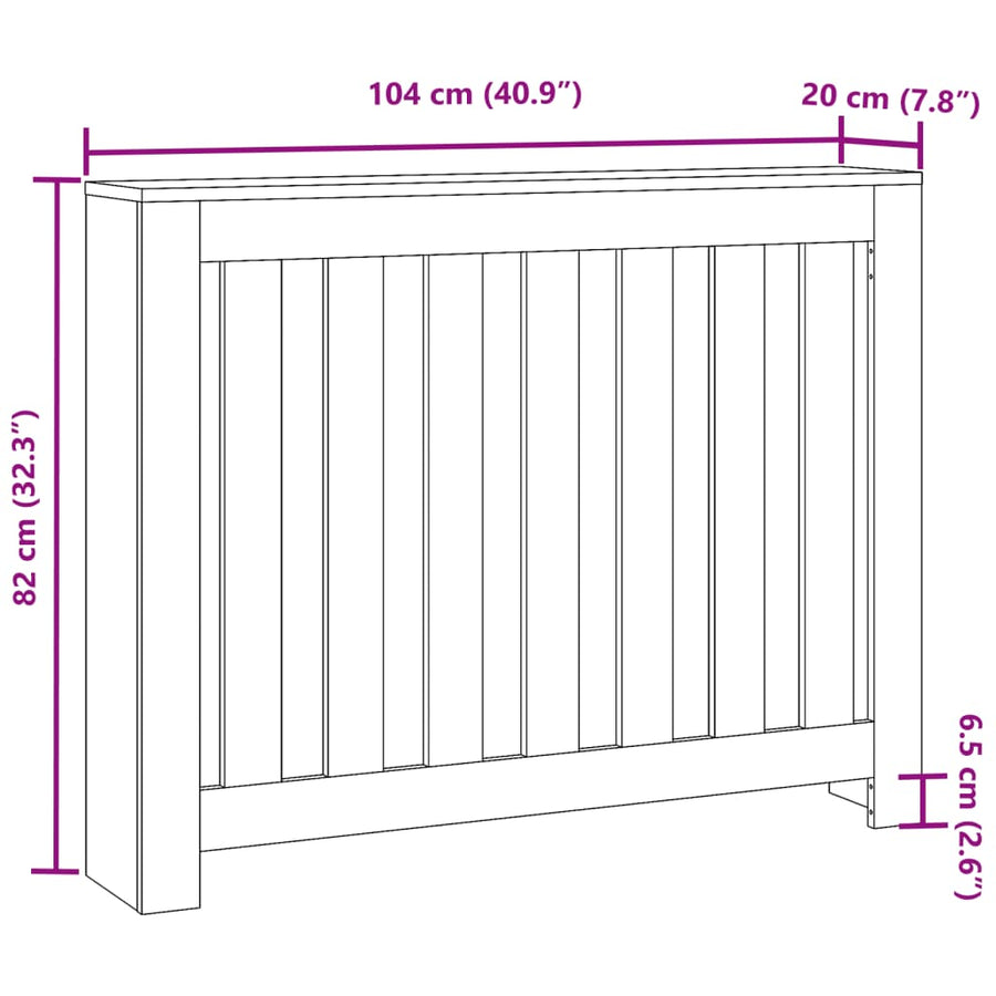 Radiatorombouw 104x20x82 cm bewerkt hout wit