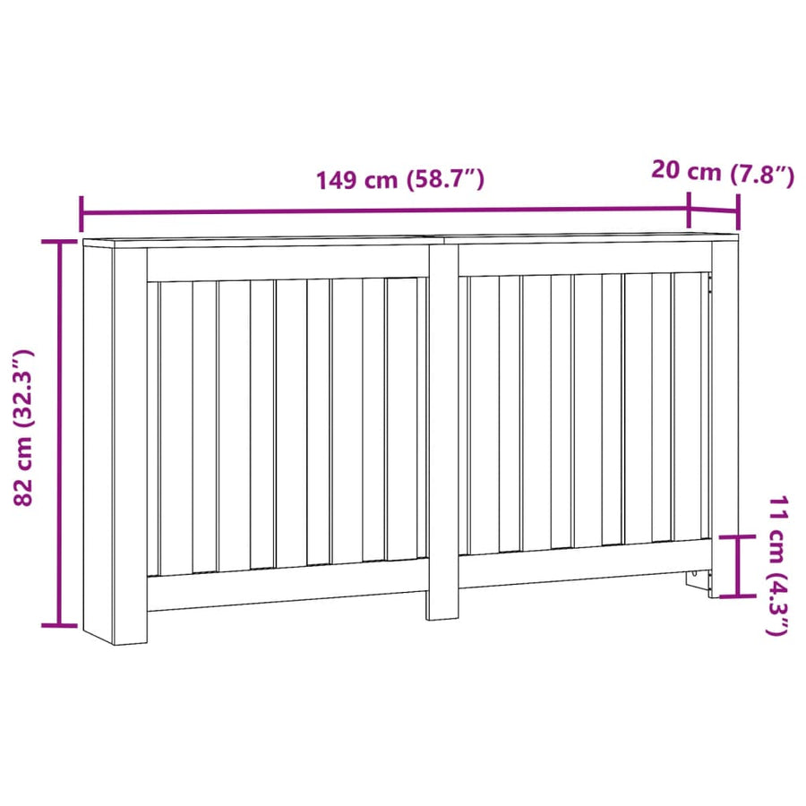 Radiatorombouw 149x20x82 cm bewerkt hout wit