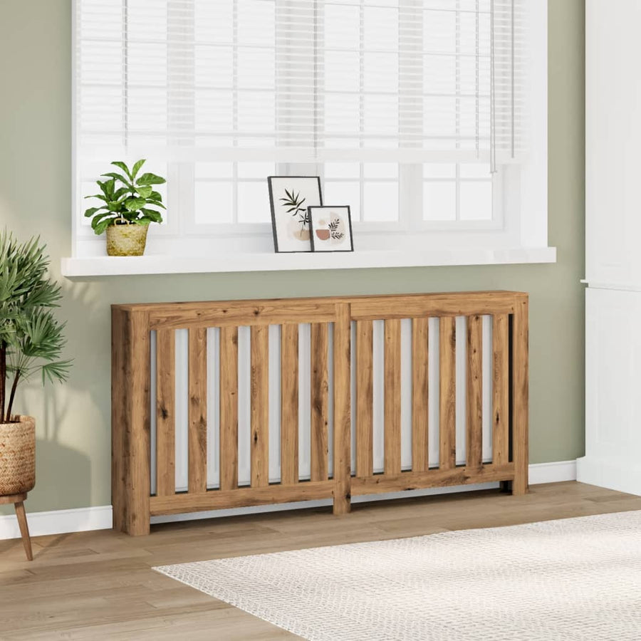 Radiatorombouw 175x20x82 cm bewerkt hout artisanaal eikenkleur