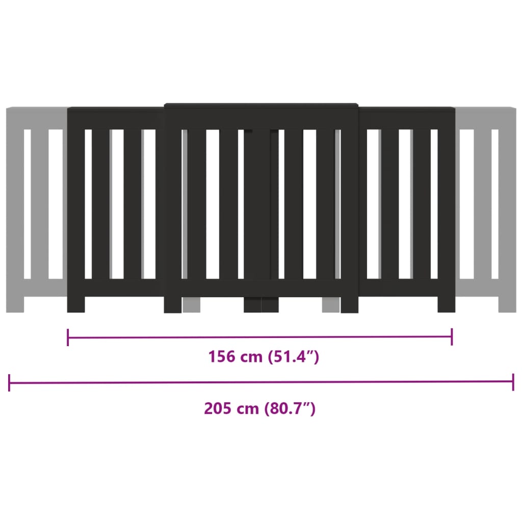 Radiatorombouw 205x21,5x83,5 cm bewerkt hout zwart