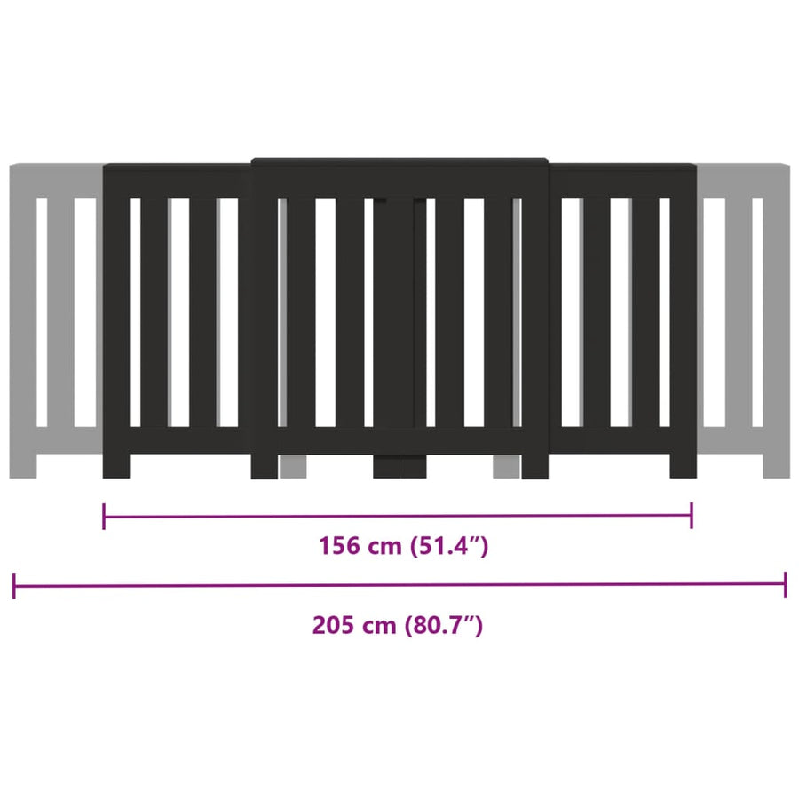 Radiatorombouw 205x21,5x83,5 cm bewerkt hout zwart