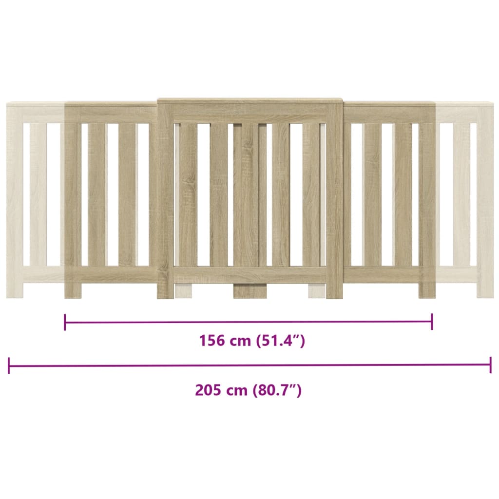 Radiatorombouw 205x21,5x83,5 cm bewerkt hout sonoma eikenkleur