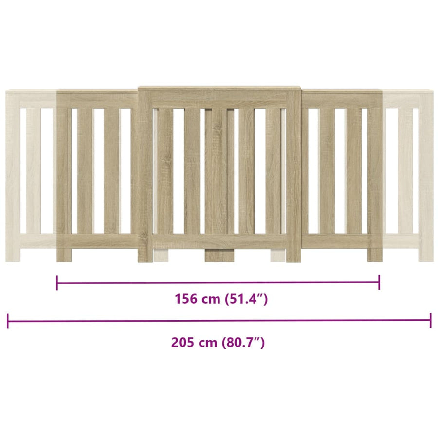 Radiatorombouw 205x21,5x83,5 cm bewerkt hout sonoma eikenkleur