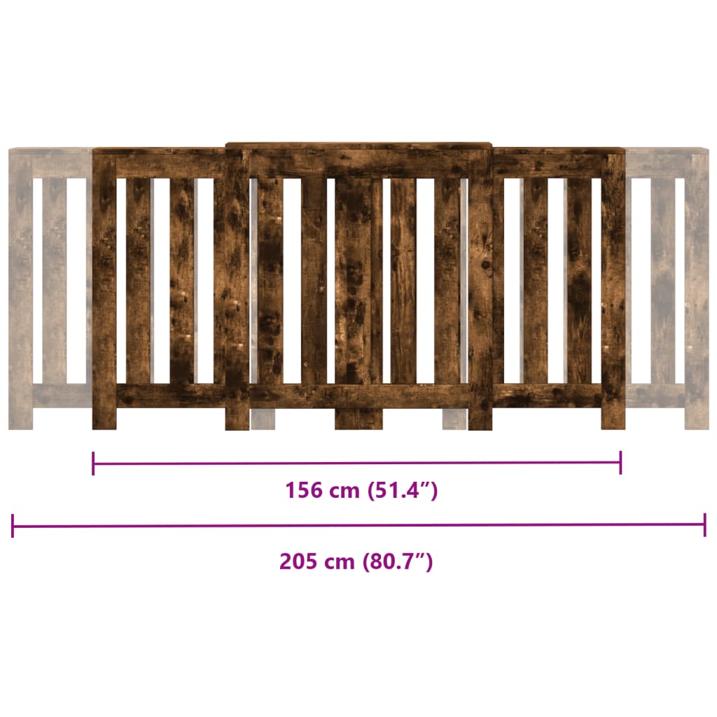 Radiatorombouw 205x21,5x83,5 cm bewerkt hout gerookt eikenkleur