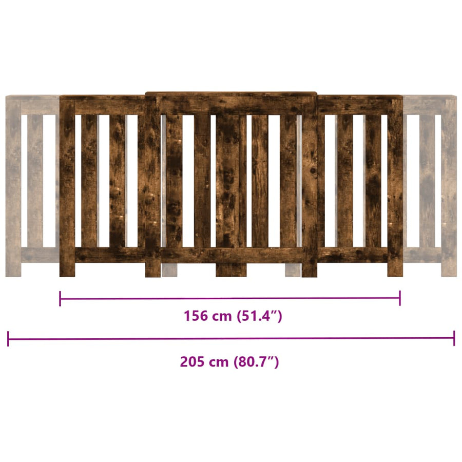 Radiatorombouw 205x21,5x83,5 cm bewerkt hout gerookt eikenkleur