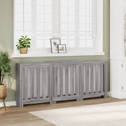 Radiatorombouw 205x21,5x83,5 cm bewerkt hout grijs
